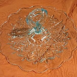 Jeanette glass, Vintage Blue Peacock Design